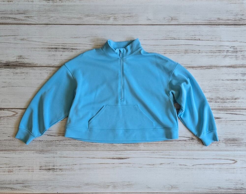 All In Motion Scuba Cropped Blue Quarter Zip Sweatshirt sz L